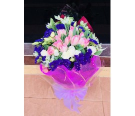 F1 10 PCS PINK TULIPS BOUQUET